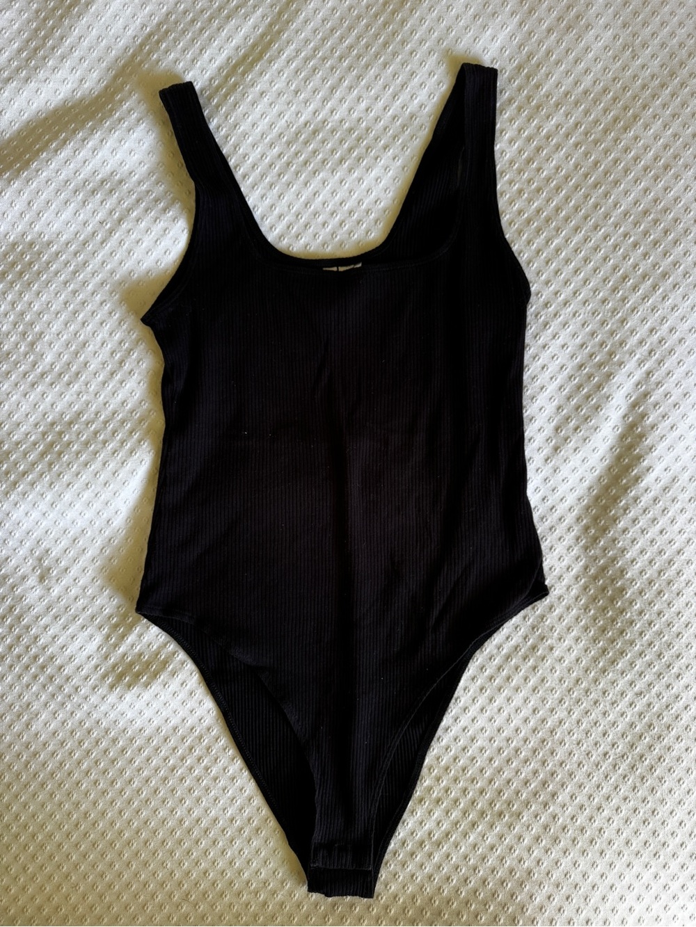 H&M Black Ribbed Scoop Neck Bodysuit